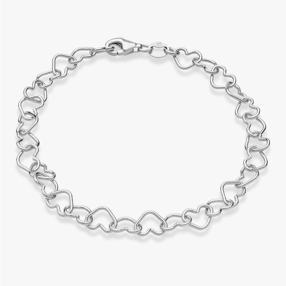 Italian 925 Sterling Silver 5mm Heart Link Chain Bracelet Made in Italy